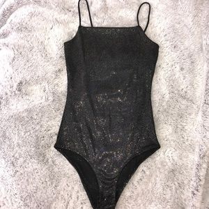 Topshop square neck sparkle body suit